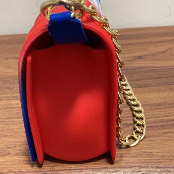 NWOT PVC Shoulder/Crossbody Handbag in Red/White/Blue with Gold-tone Hardware. - Picture 5 of 9
